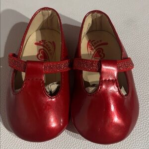Crib baby girl Red Kids Shoes/ mary Jane , elastic strap